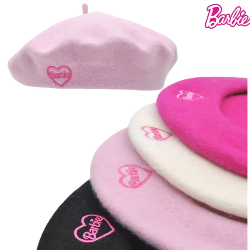 

Anime Barbie Hat Cartoon Women's Fashion Outdoor Beret Cute Girls Autumn and Winter Woolen Warm Hat Kawaii Clothes Accessories