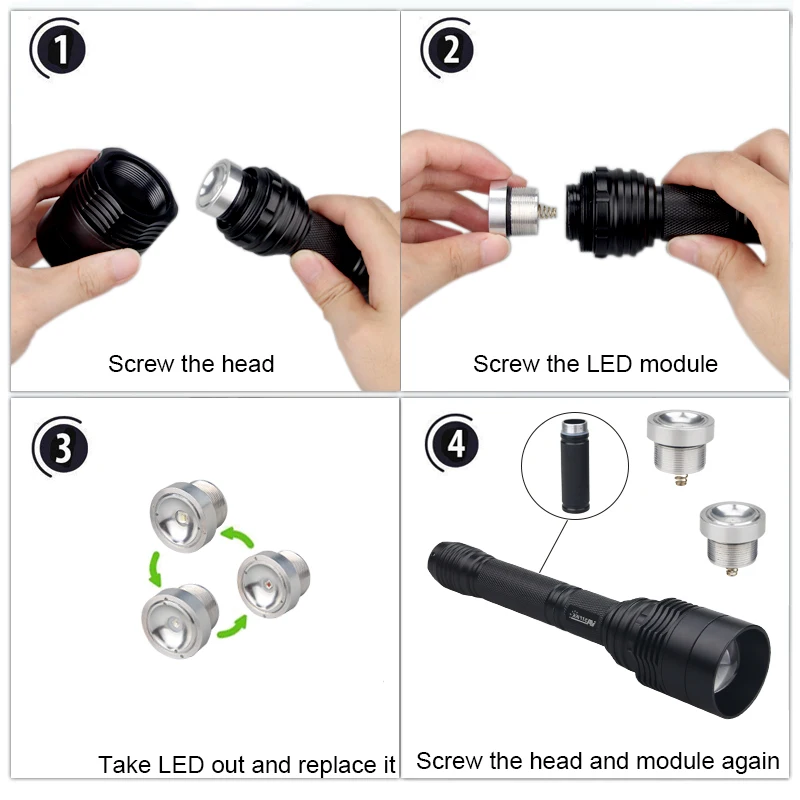 VASTFIRE 레드 그린 화이트 라이트 LED 전구 드롭 인 알약, LED 드라이버 램프 거치대 교체, C11 LED 손전등 토치 (토치 없음)