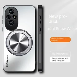 Sleek Matte Finish Protective Case with Magnetic Ring Stand for Honor 80 Pro (Silver)