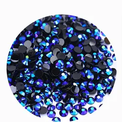 Sapphire Blue AB Flatback Resin Jelly Rhinestones - Faux Gems for Crafts and DIY Nail Art Charms (Sapphire Blue AB)