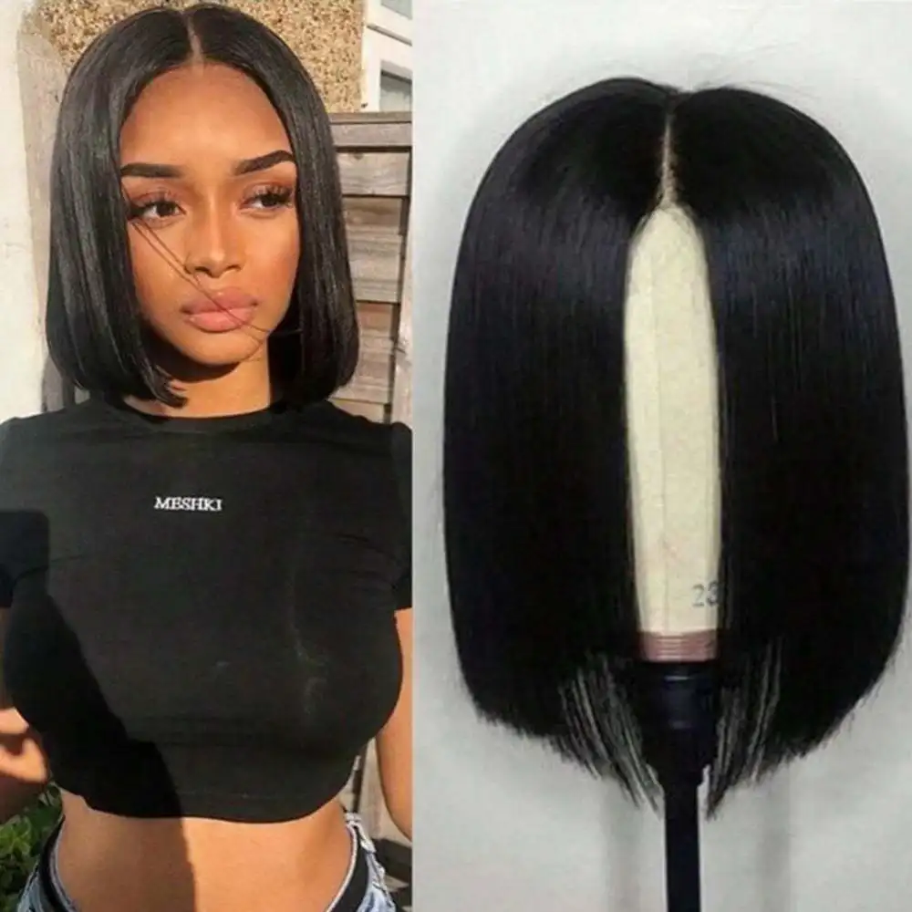 Short Straight Bob Wig with Lace Front, Natural Look Synthetic Hair for Women: 3 - 5 Days Free Delivery Only UK