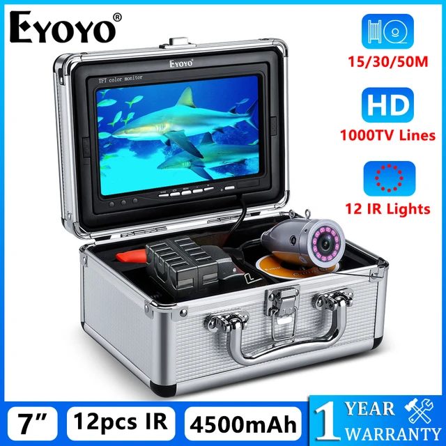 Eyoyo Underwater Fishing Camera Video DVR Recording 7'' LCD Monitor 1000  TVL 30m