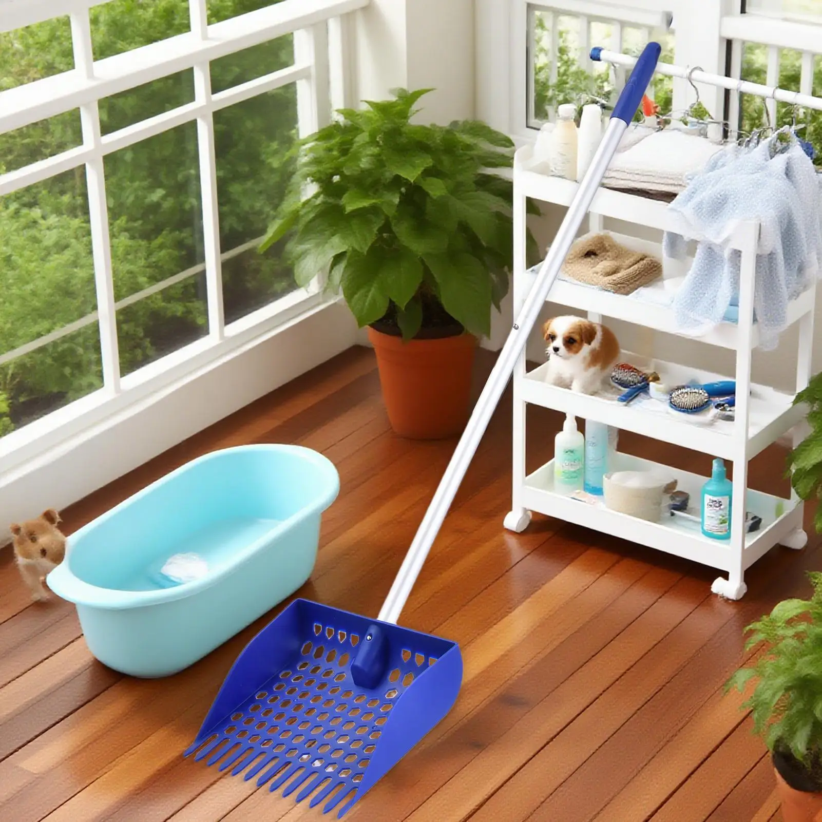 2 in 1 chicken manure shovel rake with detachable handle Chicken Poop Scooper for chicken coop and pet manure cleaning