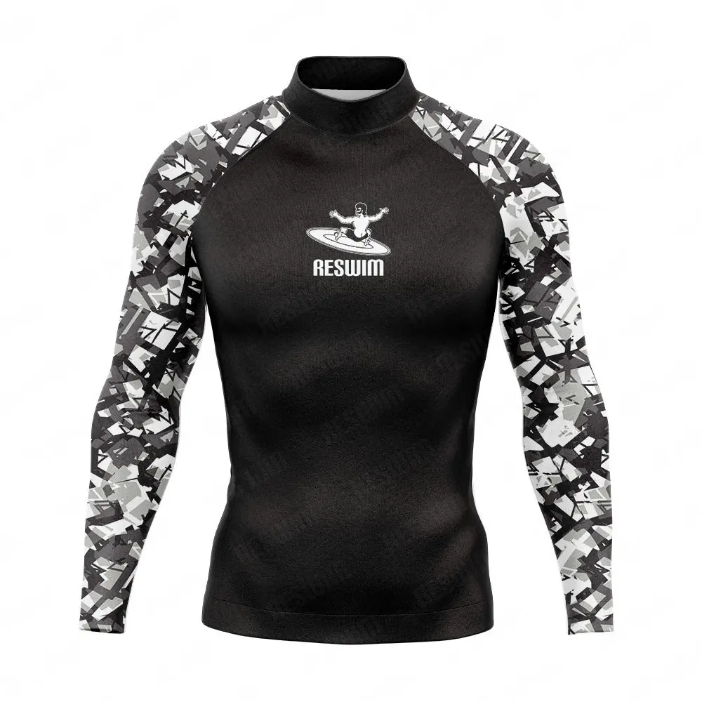 Men's Surfing Beach T-Shirts Swimsuit Rash Guard Long Sleeve Surfing Tight Shirts Water Sports Beach UV Protection Swimwear