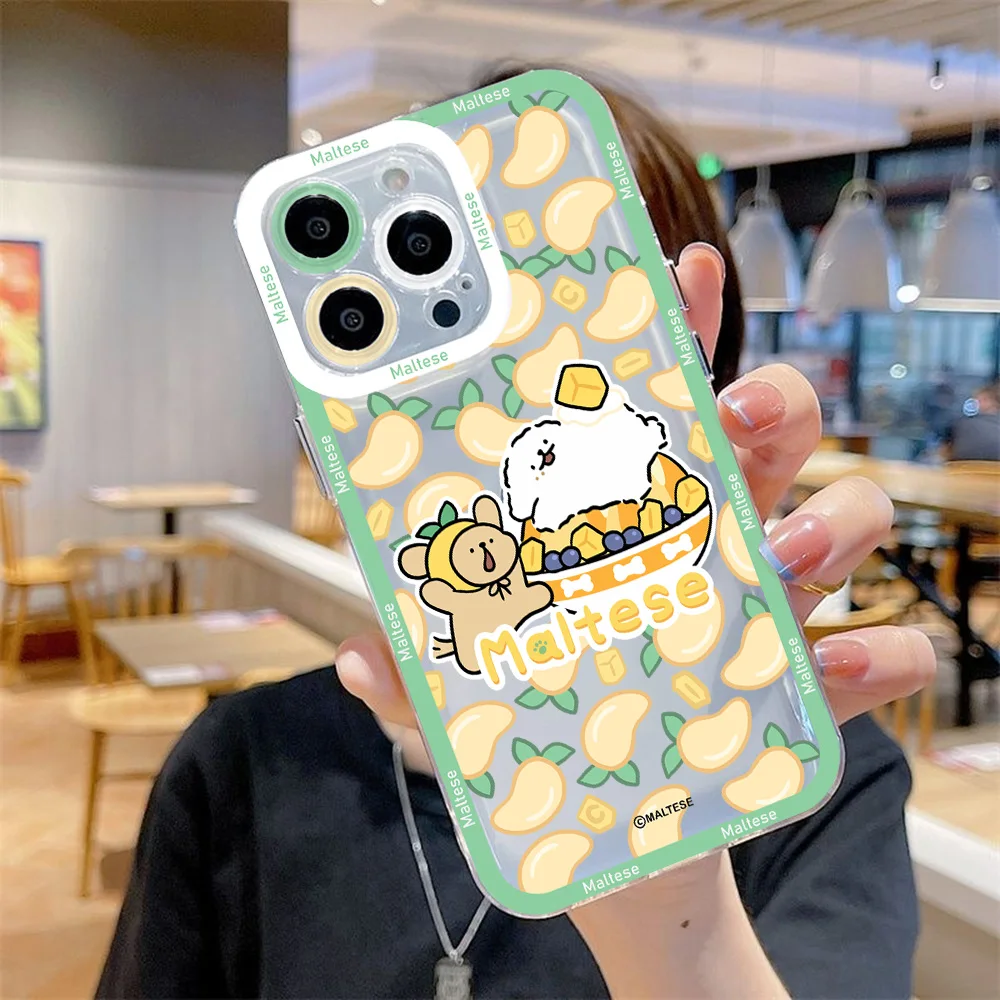 Summer Line Puppy Maltese Clear Soft Phone Case