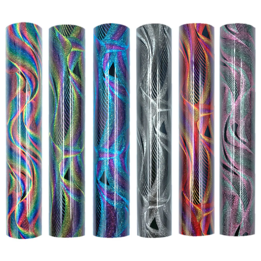 

6 Pcs Hot Pressing Self Adhesive Rose Gold Permanent White Permanent Vinyl Sheet Stickers Glitter Permanent Powder Holographic