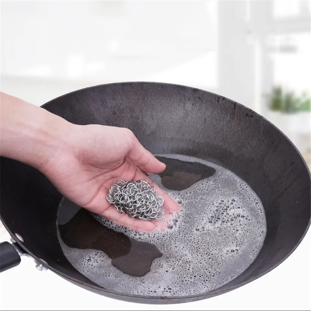 Cast Iron Cleaner Kitchen Rust Pot Pans Cleaning Scrubber Steel Rust  Remover Scraper Brush Kit Metal