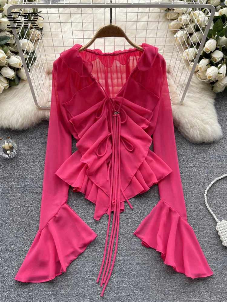 【Sinoon】★ 韓国人気 ★ Ruffle Can Can Blouse ★ MUSINSA公式 | SINOON [YUBIN wearing] Ruffle Can Can Blouse
