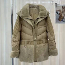 Short Down Jacket Luxury High Quality Sheepskin Fashion Winter Coat With Mink Fur Collar Warm Down Coats