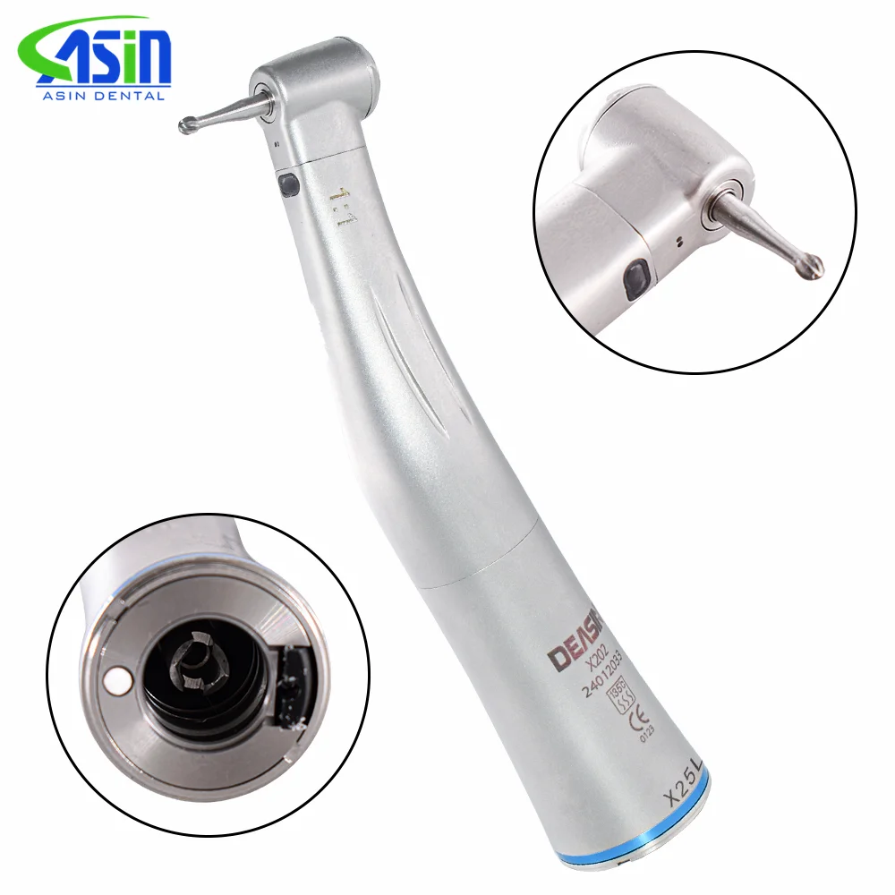 DEASIN Dental Low Speed Handstück Fiber Optical Handstück LED Contra Angle X25L 1:1Dental High Speed Handstück