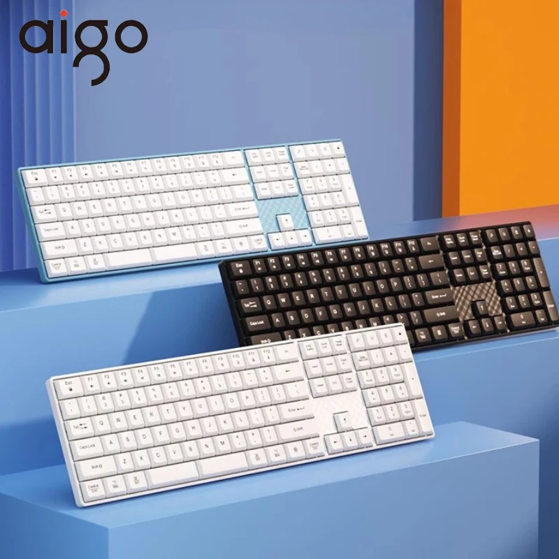 Беспроводная клавиатура Aigo V610, 2,4 ГГц, литиевая батарея, TYPE-C, перезаряжаемая двойная система, тонкая яркость 110 клавиш, для ноутбука и настольного компьютера