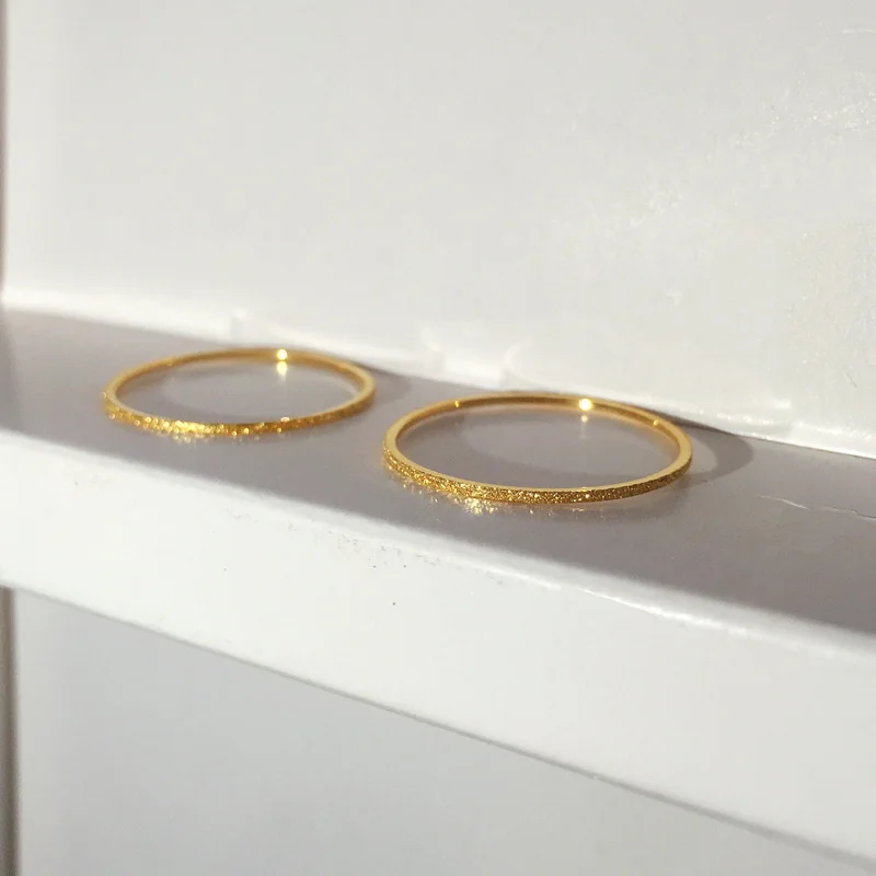 Minimal Simple Tiny Rings For Women 1mm Full Round Minimalist Thin Dainty Stacking Sandblast Stainless Steel Ring Jewelry 2023 6