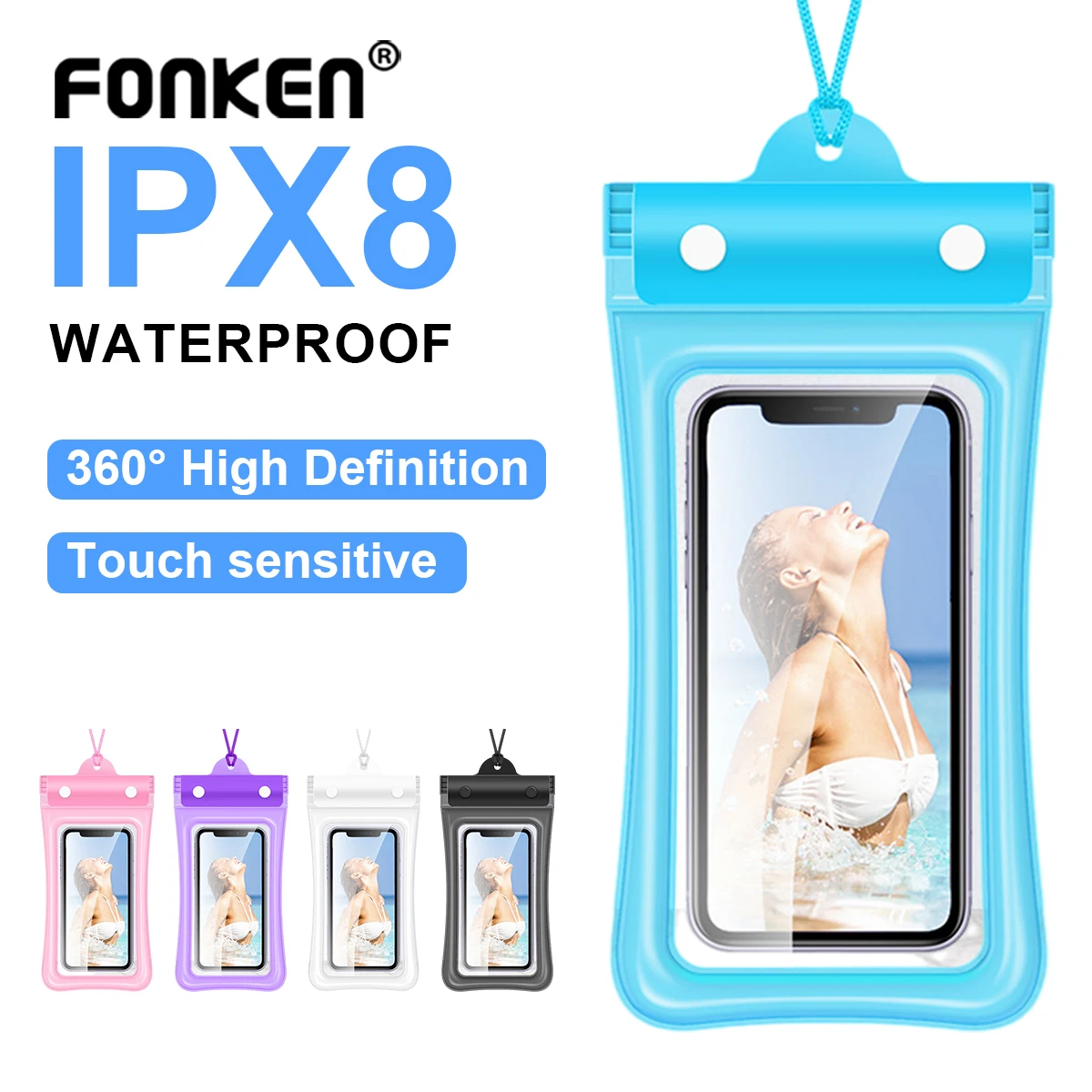 Waterproof Phone Case Lanyard Three Fold Buckle Waterproof cover Beach Cruise Ship Essentials Accessories for Swimming Bag phone waterproof case