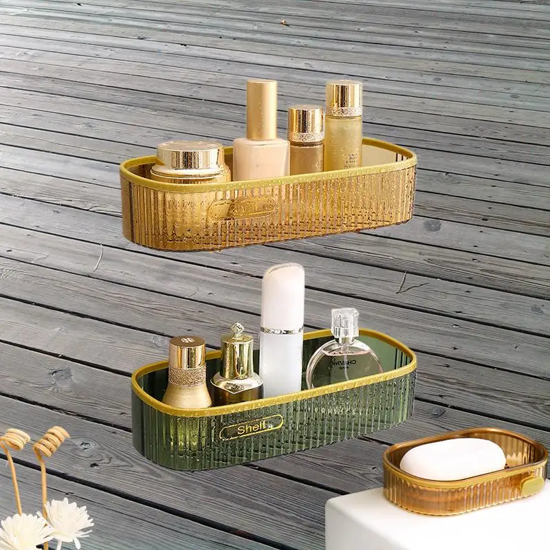 

Acrylic Storage Rack Wall Mounted Toilet Shower Room Washstand Organizer Toiletries Wall Mounted Supplie