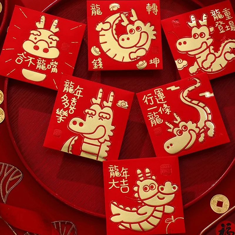 Festive Envelope Cartoon Dragon Chinese New Year Packet Set with Cute  Design