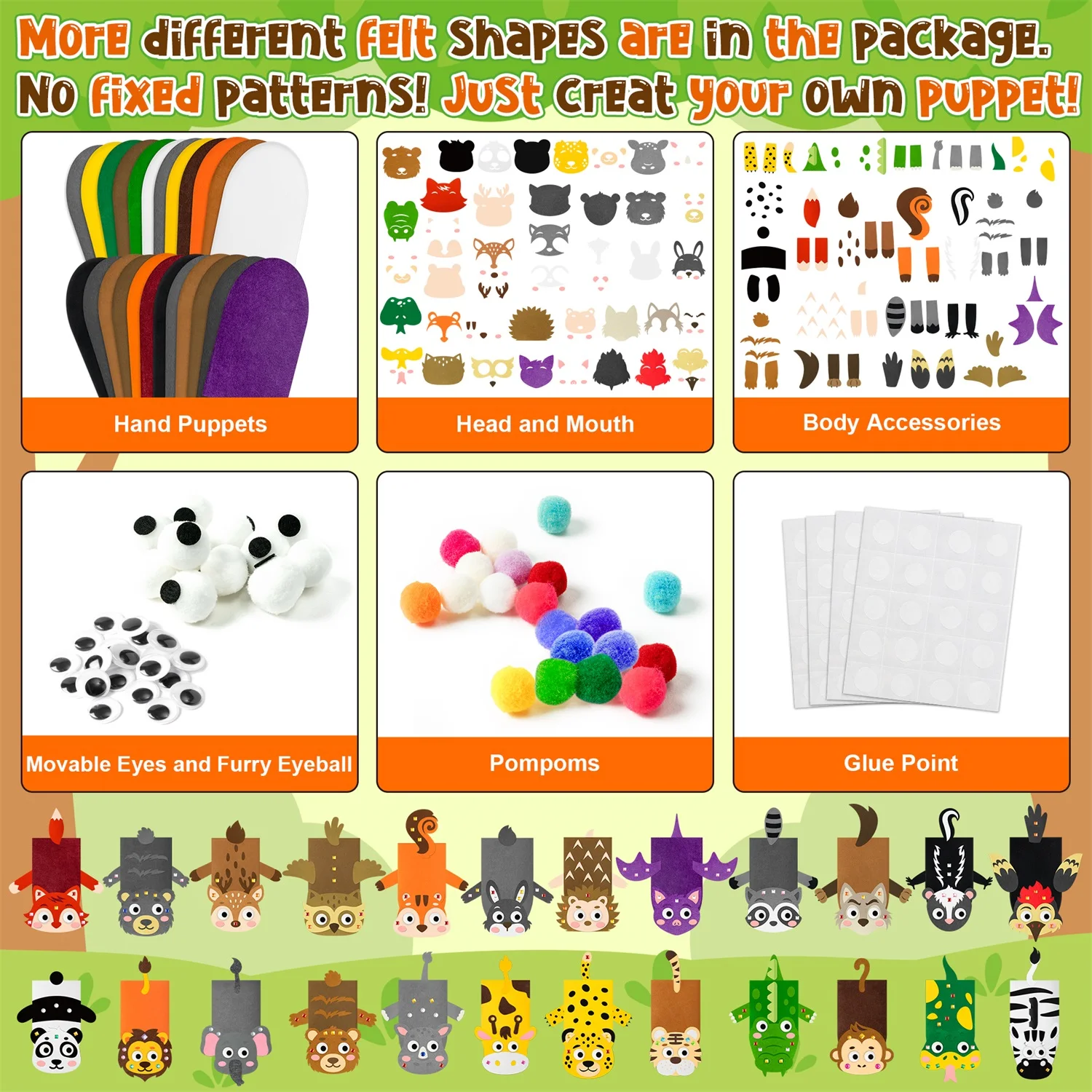 Animal-Themed DIY Hand Puppet Craft Kit