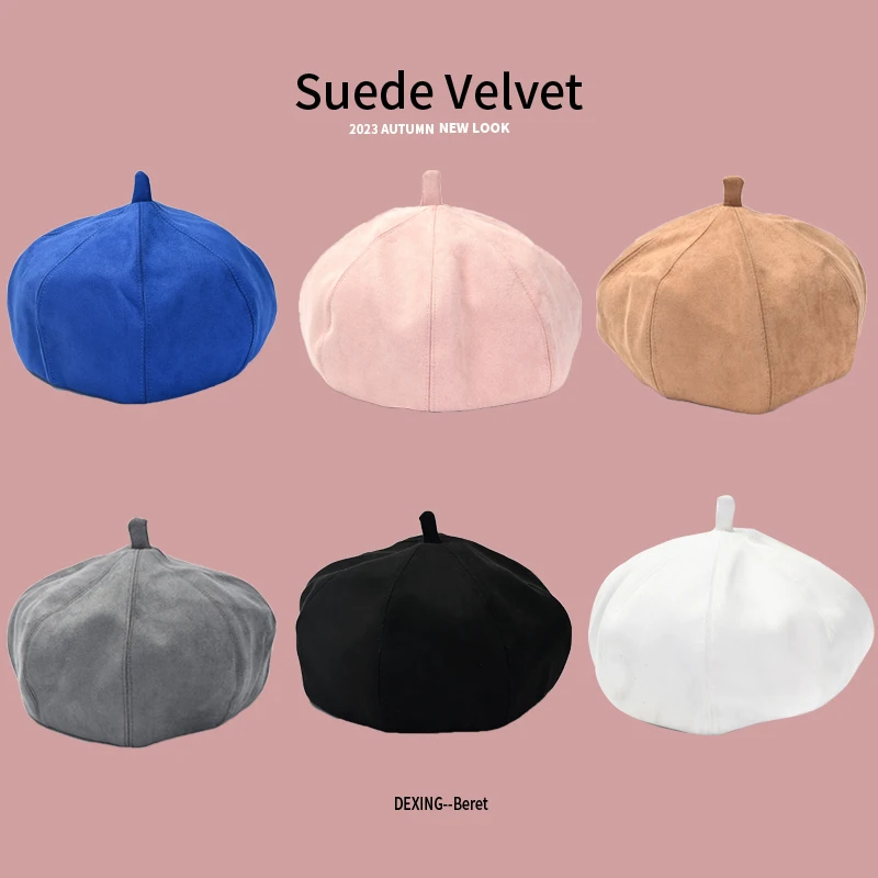 2023 Suede Velvet Warm Berets Artist French Beret Women Painter