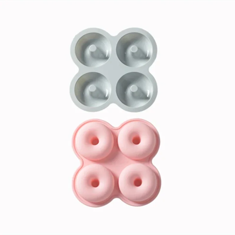 4 Cavity Donut Creative Cake Silicone Mold Home Kitchen Baking Tray Cake Silicone Molds Cooking Bakeware Bake Tools Moulds Brush