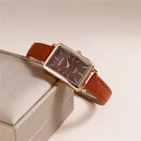 fashion rectangle dial quartz women leather watch 1