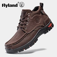 FLYLAND Men's Chukka Boots Casual Leather Shoes Fashion Vintage Handmade Male Sneakers
