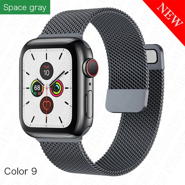 Metal Milanese band for Apple Watch 7/6/SE/5/4/3/2/1 41/38/40mm Stainless Steel Watch strap for iwatch 7 45MM 42MM 44MM Bracelet Space Gray-9