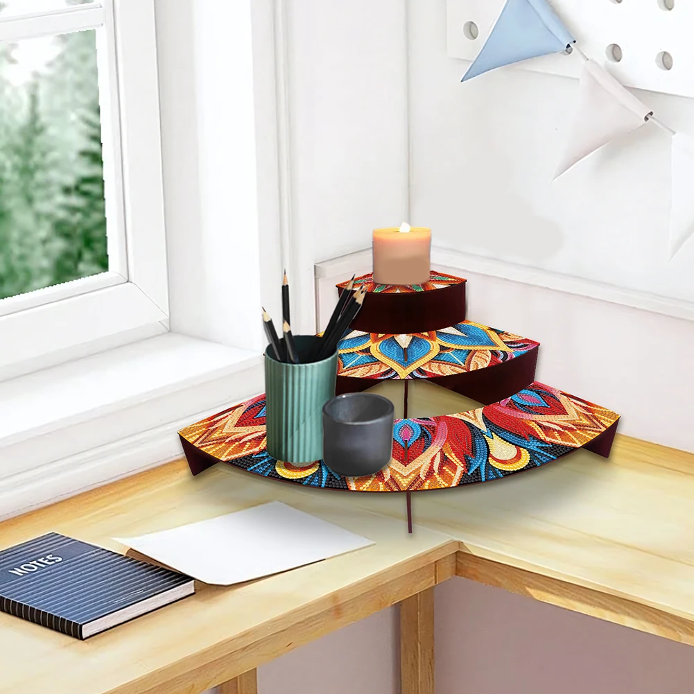 3 Tier Wood Flowers DIY Diamond Painting Storage Holder for Home Study Office