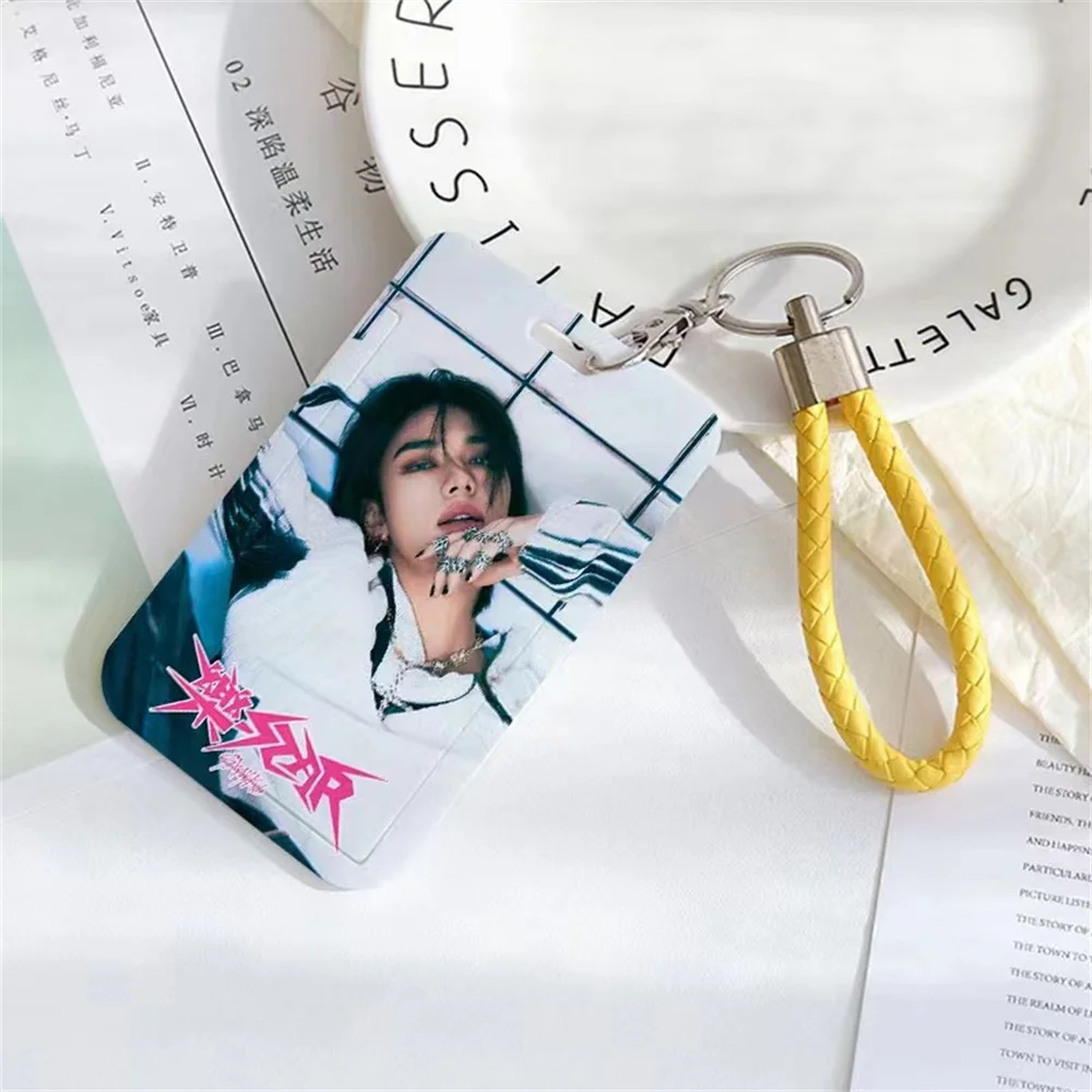 

KPOP Straykids Student ID Card Holder Bus Card Meal Card Keyring With Hanging Rope School Supplies For Felix HyunJin Fan Gift