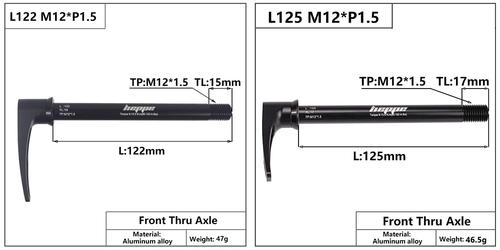 Description Picture 6 of itemHEPPE MTB Road Bike Thru Axle Front Fork Shaft Skewers Rear Hub Thru Axle 12x142/148 12x100/110 Bicycle Axis w/ Quick Release