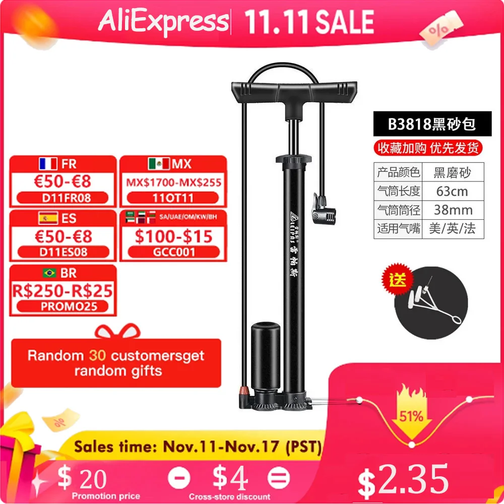 

160PSI Bike Air Pump Gauge Mini Bike Pump Ball Wheel Tire Inflator Manual MTB Pump Road Bicycle Cycling Accessories