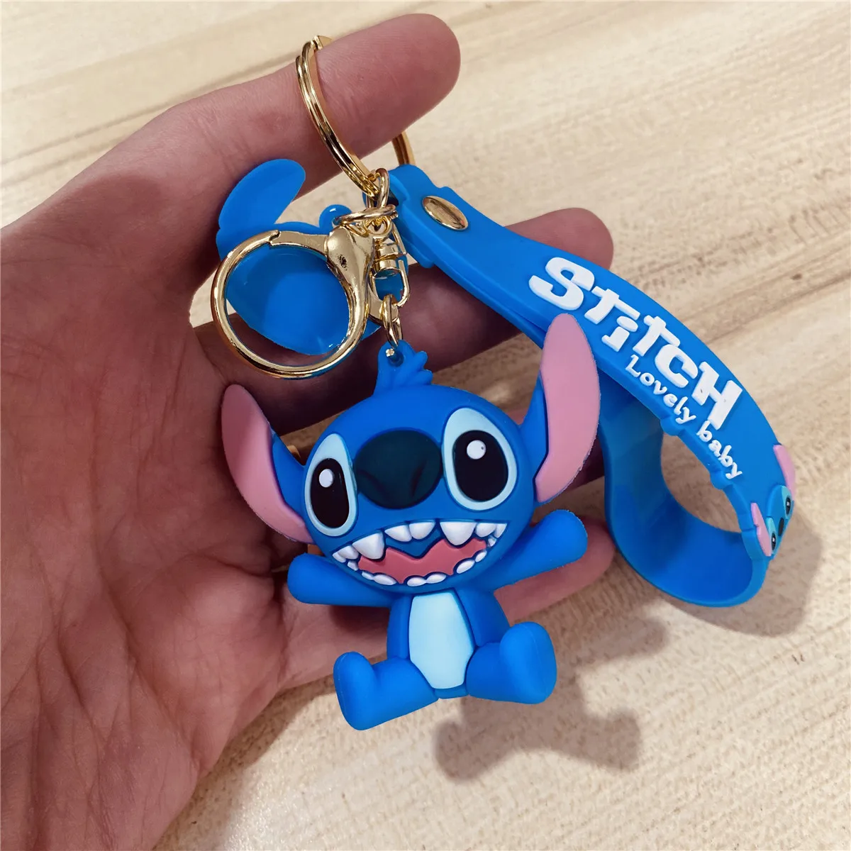 4 Styles New Disney Lilo & Stitch Scrump Cartoon PVC Pendant Keychains Key  Rings