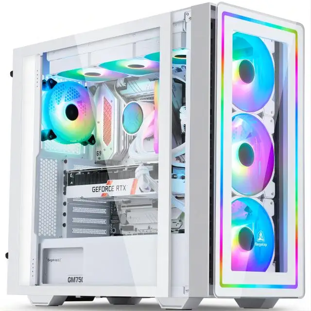 Aotesier Gaming PC core i7 CPU con 16G RAM 256G SSD HD4600 ATX/ITX/M-ATX full view side panel tempera Glass Front Gaming pc game