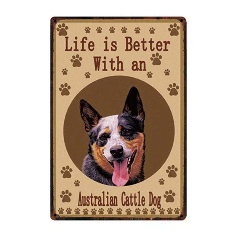 

New Metal Life Is Better With A Boxer Yorkie Poodle Metal Sign Tin Poster Home Decor Bar Wall Art Painting 20*30 CM