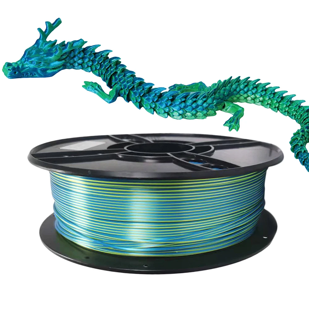 Two-Tone 3d Printer Filament PLA 1.75mm Silk Bicolourable Sublimation 3D Printing Material Comes in Two Colors Silky Bicolor pla