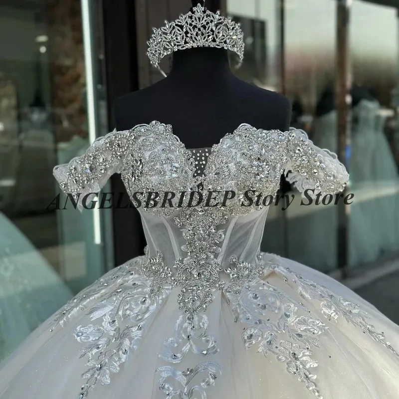 ANGELSBRIDEP White Quinceanera Dresses Ball Gowns Appliques Beads Crystal Birthday Princess Vestidos 15 Para XV A&ntilde;os Customized