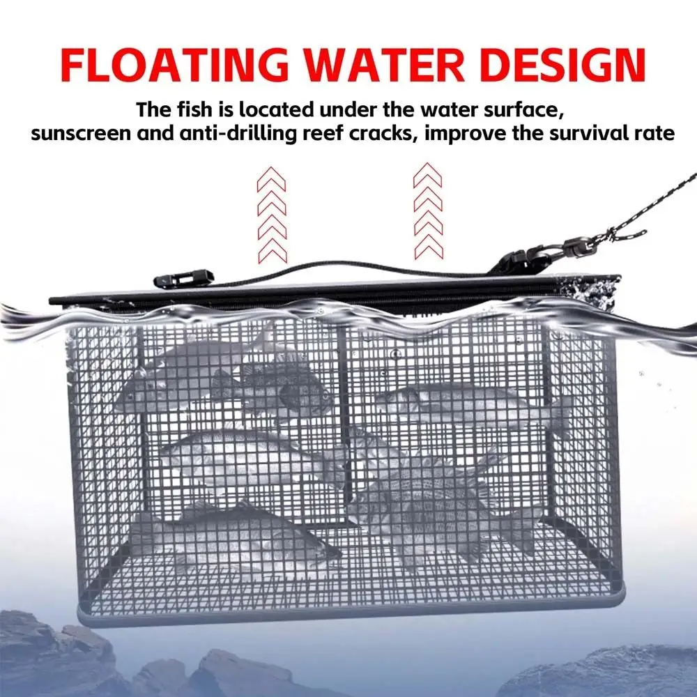 Fish Net Bag Floating Fish Basket Quick-drying Large Capacity Foldable Fish Cage Collapsible Fish Protector Foldable Fishing Net