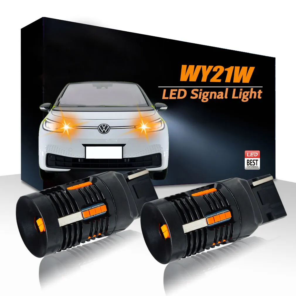 

VANSSI 2pcs T20 7440NA WY21W LED Bulbs Amber Yellow Canbus Error Free No Hyper Flash For VW ID.3 Front Turn Signal Light