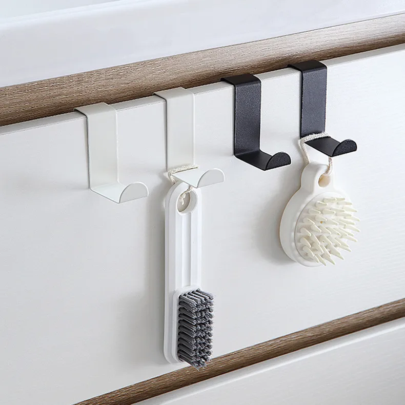 Description Picture 5 of itemS-Shape Cabinet Door Hook Stainless Steel Hanger Key Storage Hook Punch-Free Home Kitchen Bathroom Door Rear Organizer Gifts