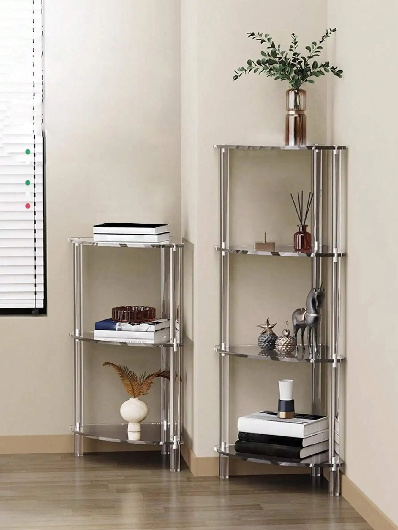1 Set Of Acrylic Triangle Corner Combination Table With 2/3/4 Layers For Storage