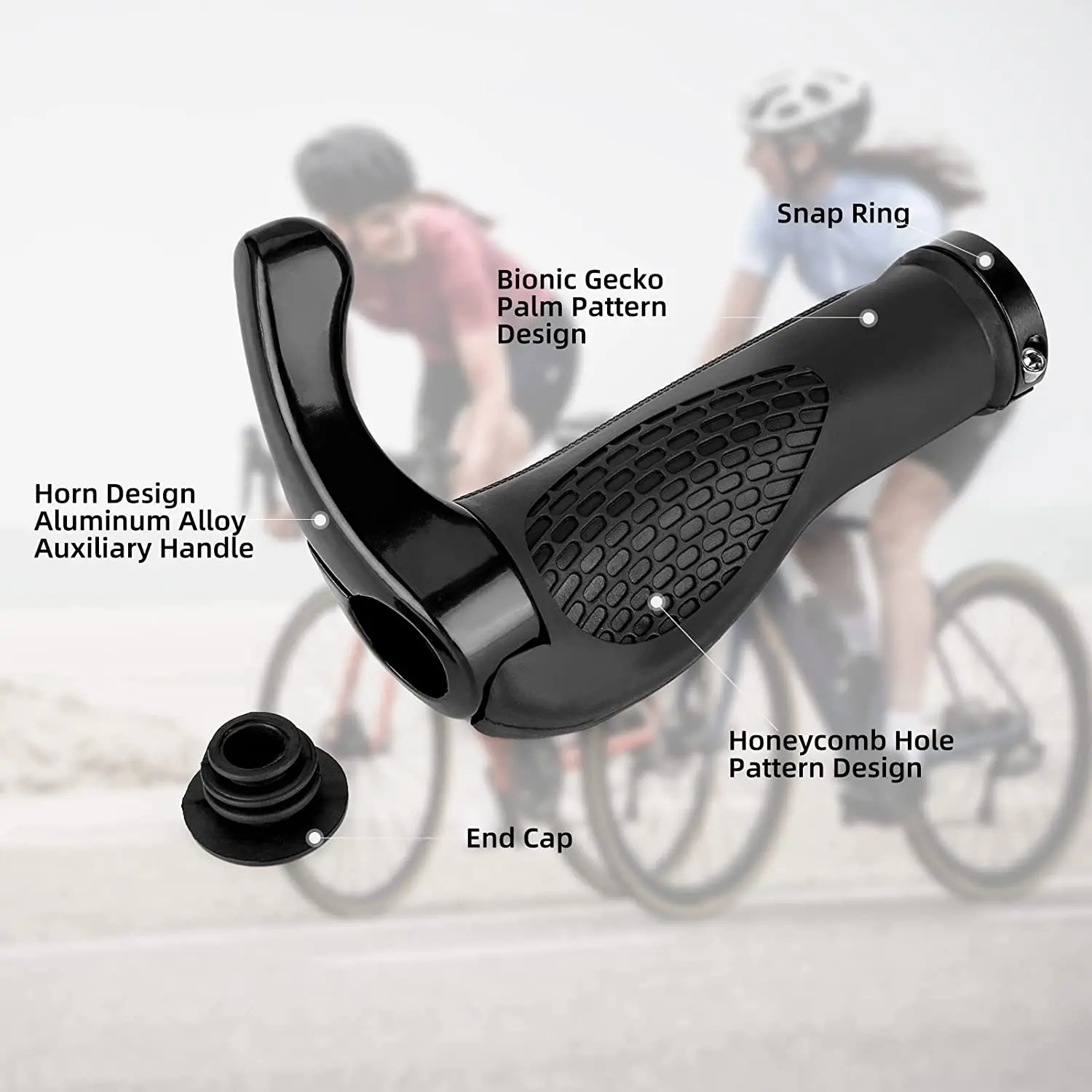 Ergonomic Anti-Skid Lock-On Bicycle Handlebar Grips - Aluminum Alloy & Rubber