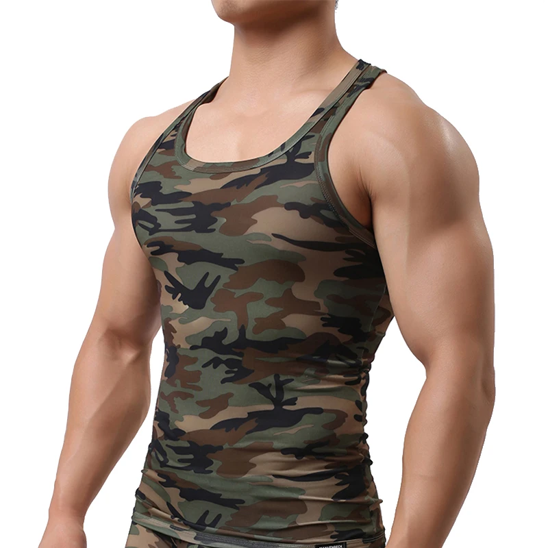 Débardeur Homme Camouflage Séchage Rapide pour Fitness et Musculation – Gilet Élastique Sans Manches