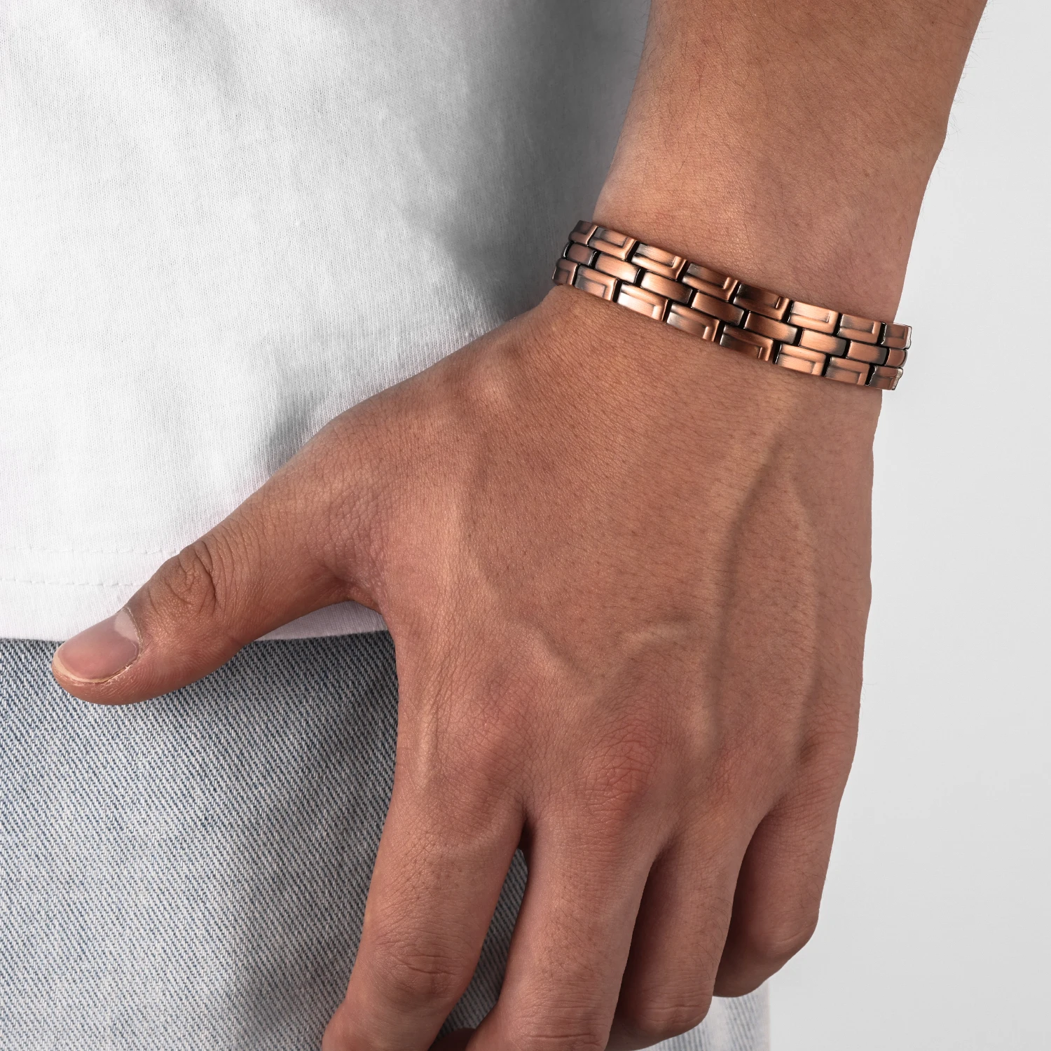 Men Magnetic Health Bracelets 99.95% Pure Copper Energy Bracelet Blood Pressure Magnets Bangles