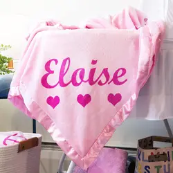 Custom Baby Name Flannel Blanket For Kids Babies Birthday Gift Soft All Season Personalized Pink Purple Blue Embroidery Blanket