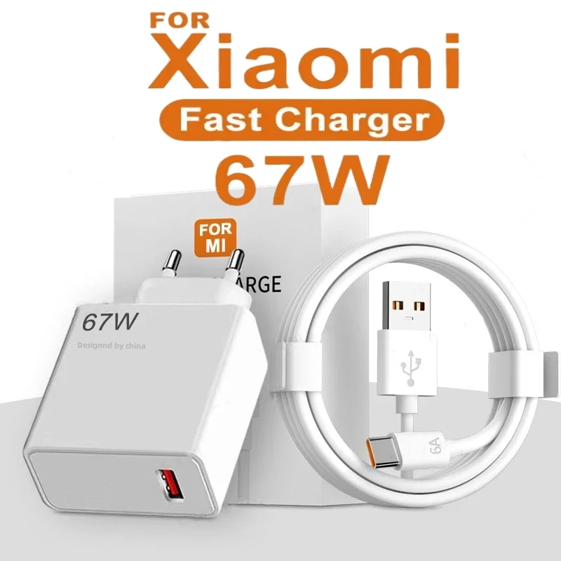 charger adapter For Xiaomi 67W USB Super Fast Power Adapter Mi 12 11 6A Type C Cable POCO X5 X4 Pro Redmi Note 9 10 11 Charging