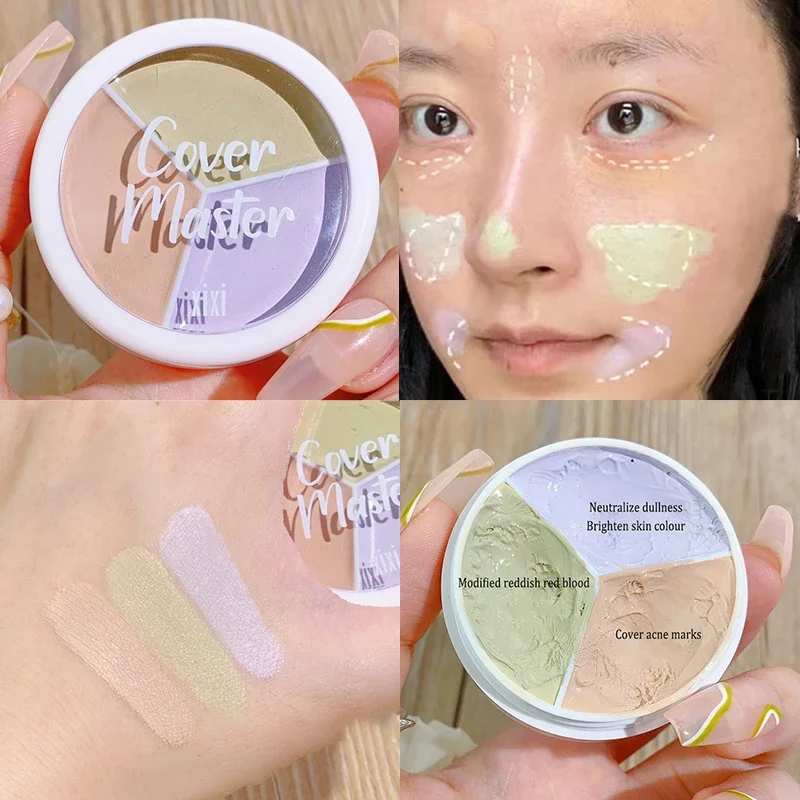 3 Color Concealer Palette Makeup Foundation Cream Waterproof Long Lasting Contour Palette Cover Dark Circles Acne Marks Brighten face concealer palette color concealer concealer cream foundation concealer face concealer