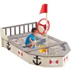 Large Wooden Sand Box Red Flag Rudder Lifebuoy Decoration Anchor Sign Bench Seats Storage Sand Pit for Beach Outdoor Light Wood 1