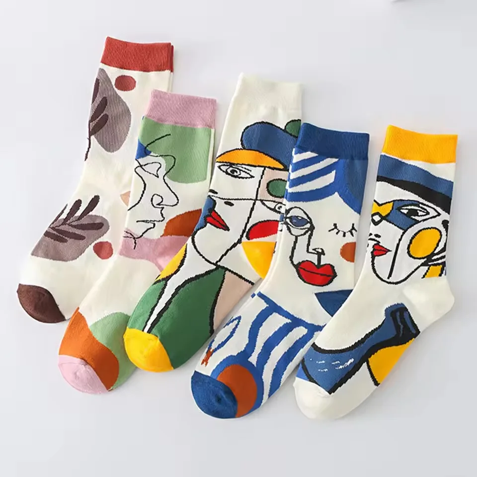 Women Mid-Calf Cotton Socks 5 Pairs/Set