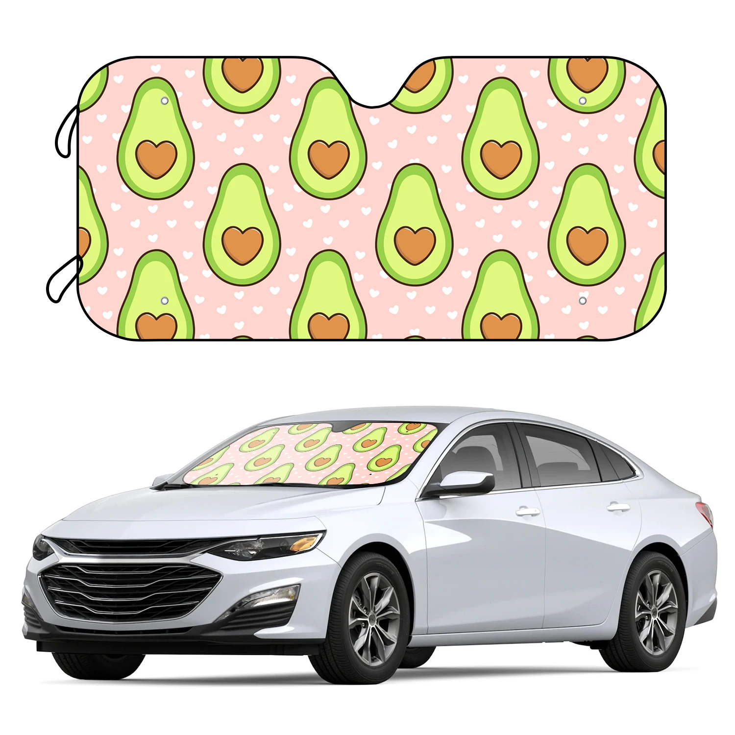 

Keep Cool in the Heat: 1pc Green Avocado Car Windshield Sunshade with 4 Free Suction Cups!