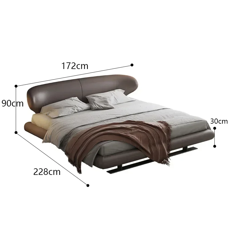 Modern Leather Bed Minimalist Master Bedroom Suspended Bed Personality Fashion High-End Atmosphere