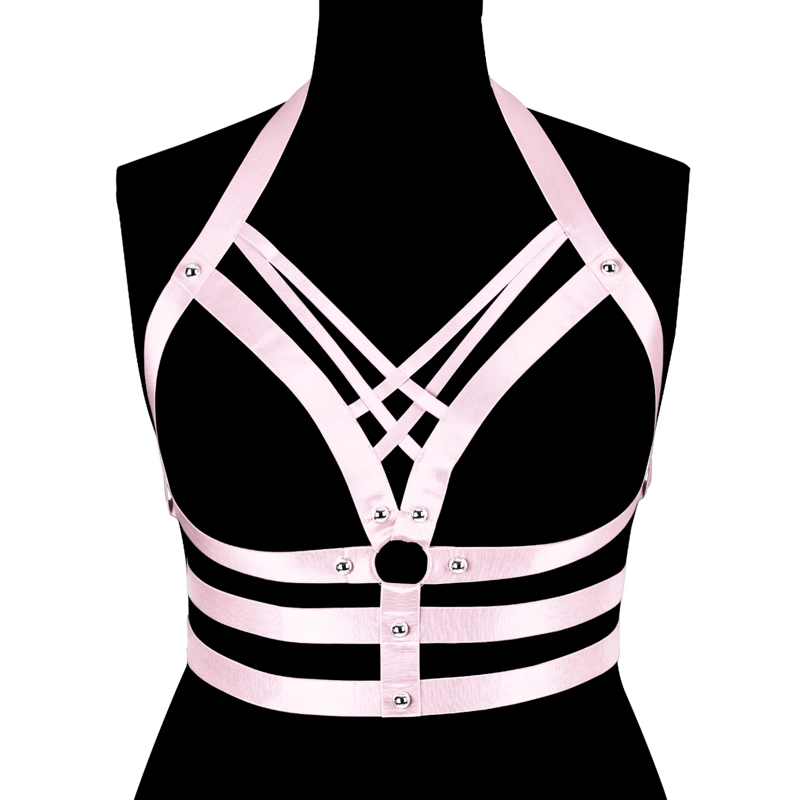 Goth Purple Lingerie Sexy Underwear Chest Harness Body Bra BDSM Erotic Choker Top Harness Mature Suspenders For Women Stockings