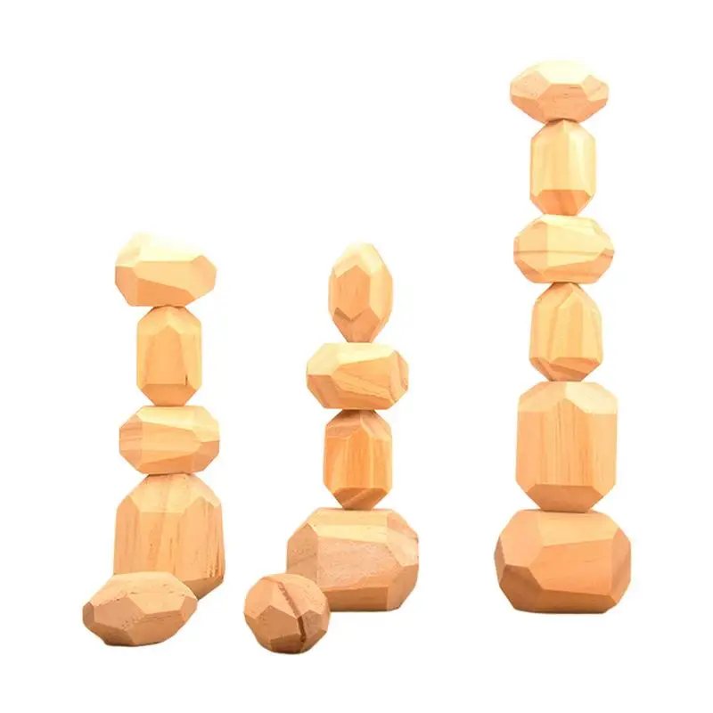 

PCS Wood Balancing Stacked Stones Wooden Rocks Wooden Stones Baby Building Block Montessori Educational Toys
